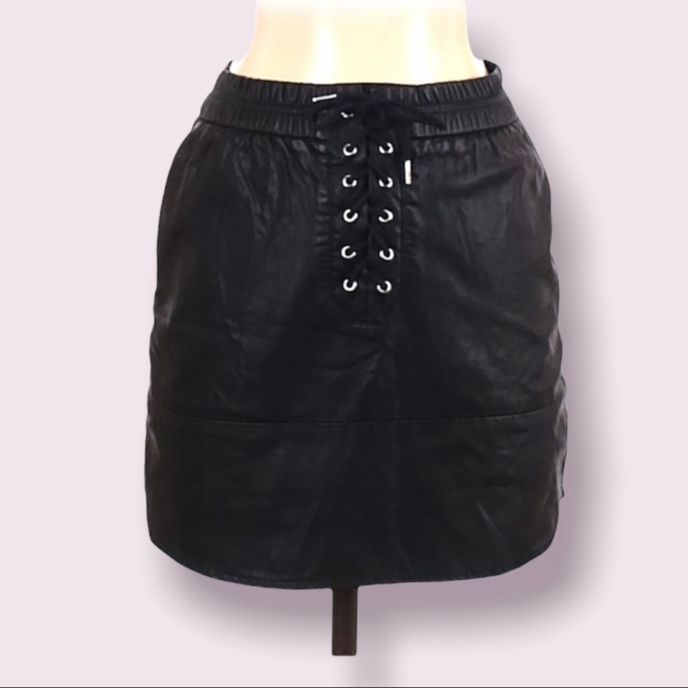 Zara lace up faux leather mini skirt